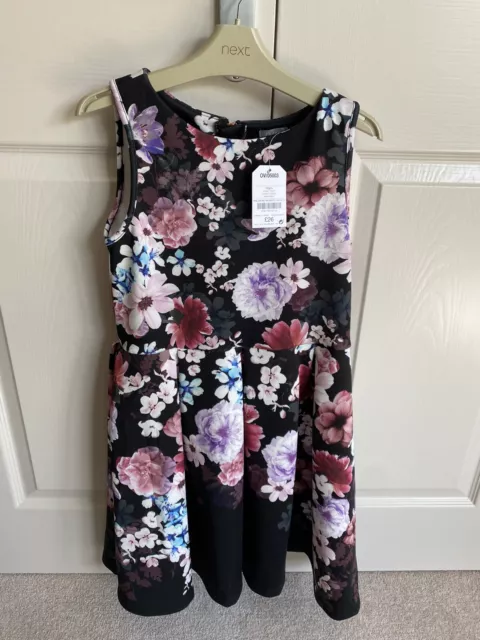 BNWT Next Girls Dress Black floral Age 10 Years. Perfect Wedding Retail At £28