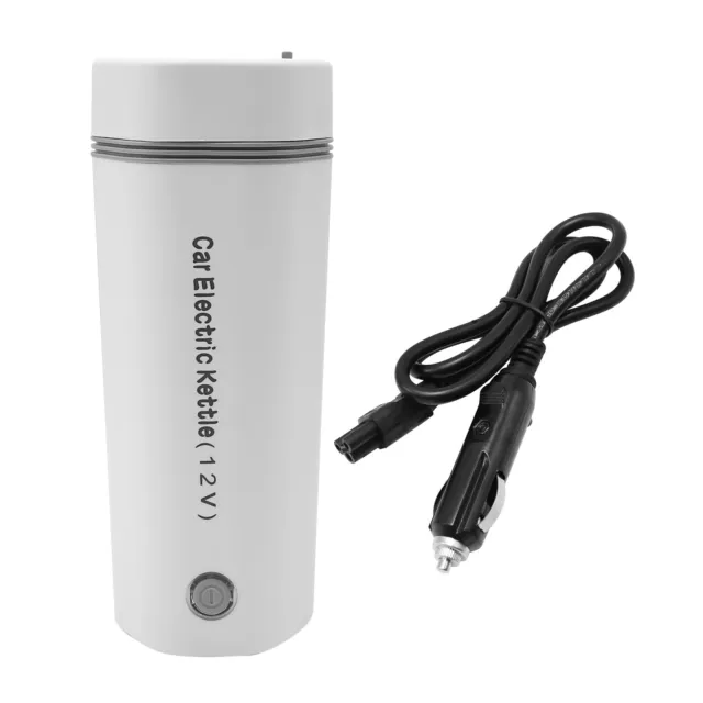 White Car Electric Kettle Heating Cup Portable 12V/96W 304Stainless Steel 350ml