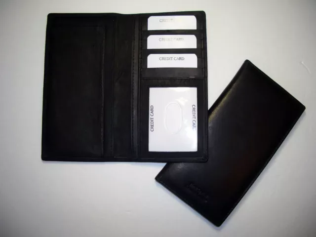 100% Genuine Leather-Checkbook cover with extra divider black (Hand Crafted)