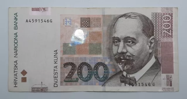 2002 - Croatia, Hrvatska Narodna Banka / 200 Kuna Banknote, Bill No. A 4591546 G