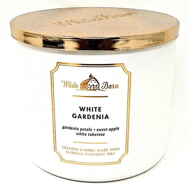 BATH & BODY WorksWhite BarnWhite Gardenia Scented 3Wick Candle 14.5