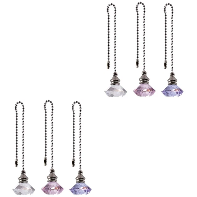 6 piezas Ventilador de techo Cadena de cristal Colgante Colgante Creativo Pedante
