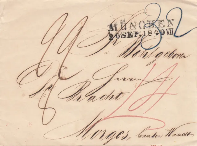 Vorphilabrief aus dem Jahr 1849 von Morges nach München