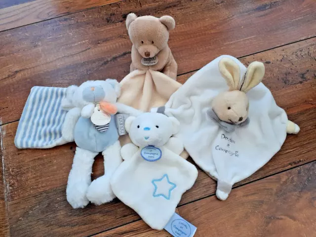 Doudou Et Compagnie Baby Soft Plush Toy Bunny Rabbit Teddy Bear Comforter Bundle