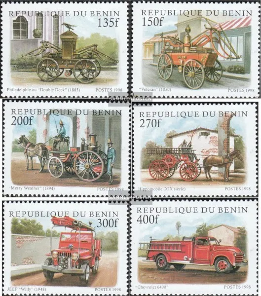 Benin 1010-1015 mint never hinged mnh 1998 Old Fire truck