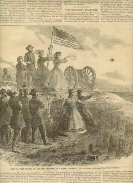 Harpers Weekly Full Page Civil War Fort Sumter Abe Lincoln 1865