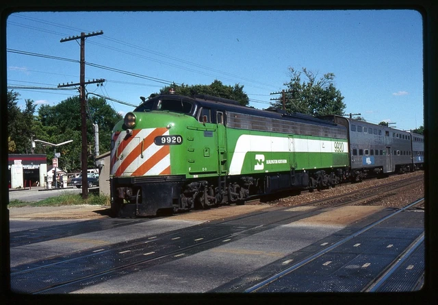 Railroad Slide - Burlington Northern #9920 E9 Locomotive 1989 Downers Grove IL
