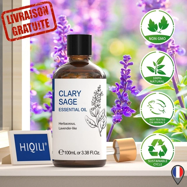 Huile Essentielle Sauge Claire 100ml Pure 100% Naturelle Massage Aromathérapie