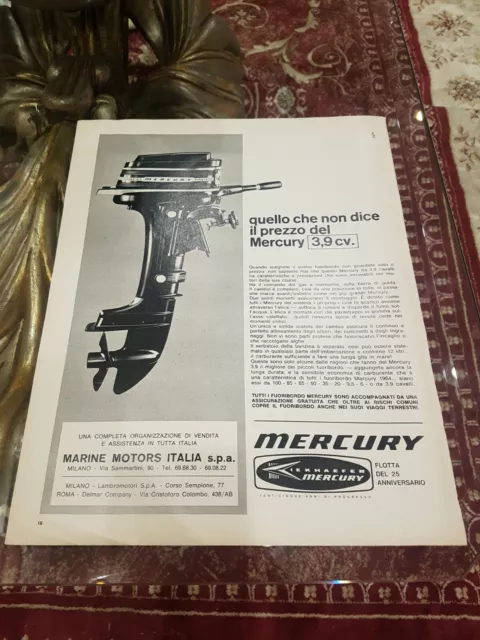 Advertising Italian Pubblicità Werbung : MERCURY MARINE MOTORS ITALIA Spa (1964)