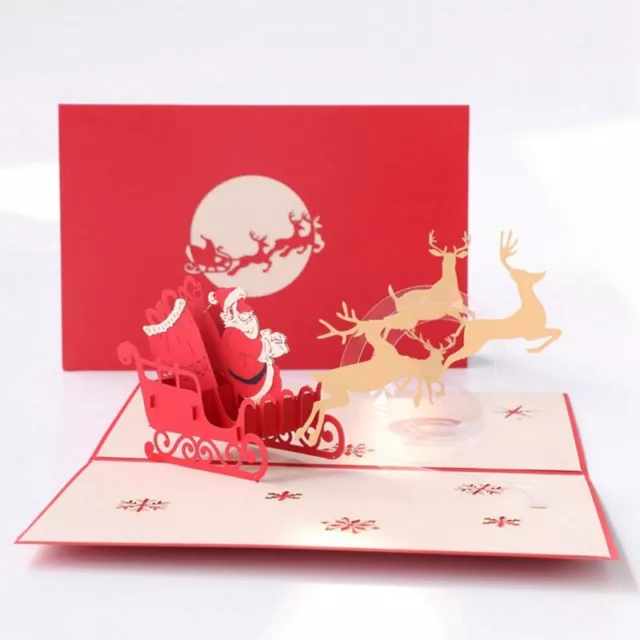Merry Christmas Greeting Card 3D for Up Card with Envelope Santa Elk Sl