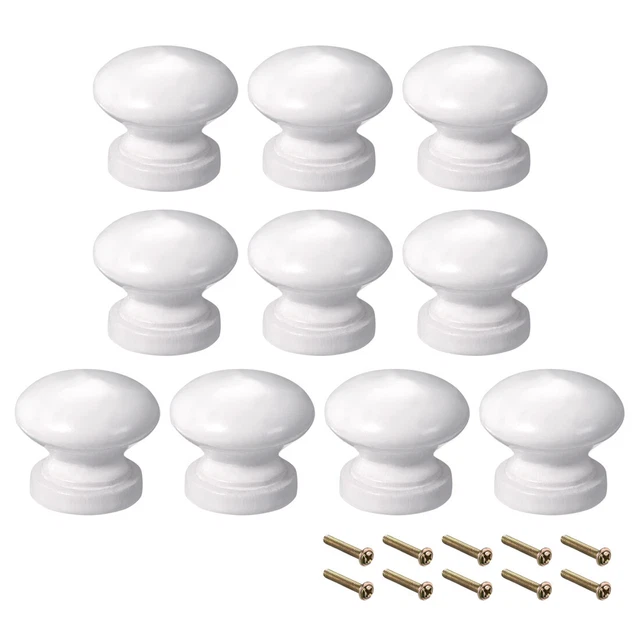 Round Pull Knob Handle 24mm Dia Cabinet Furniture Bedroom Kitchen White 10pcs