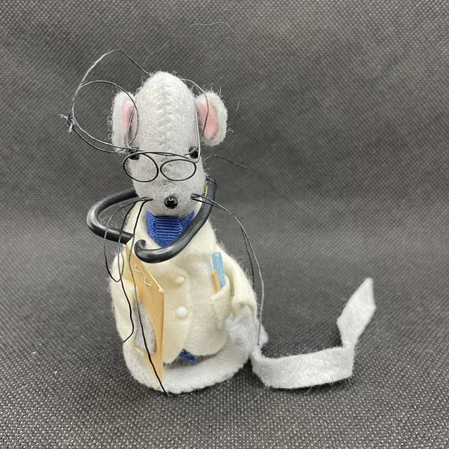Merry Mice Mouse Doctor Figure 1976 Wool Felt