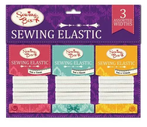 White Sewing Elastic Dressmaking Elasticated Knitting Widths 5mm 8mm 12mm 4MT