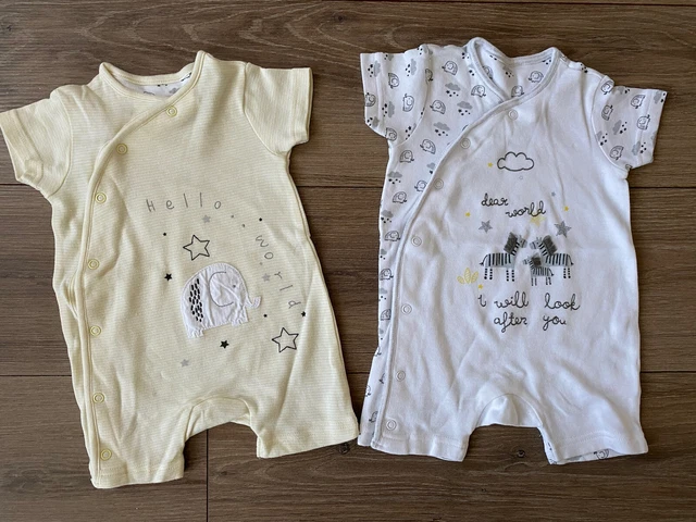 Unisex neutral baby Rompers 0-3 Months Mini Club