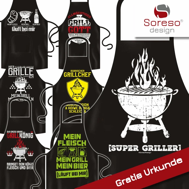LUSTIGE FUN GRILLSCHÜRZE Männer Frauen Schürze Grillen Sprüche Mann