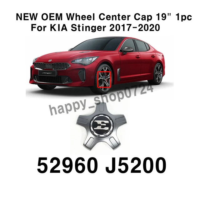 Genuine Kia Wheel Center Cap Set (4-Pack) For 2018-2021 Stinger - Black Glossy OEM 52960-J5300