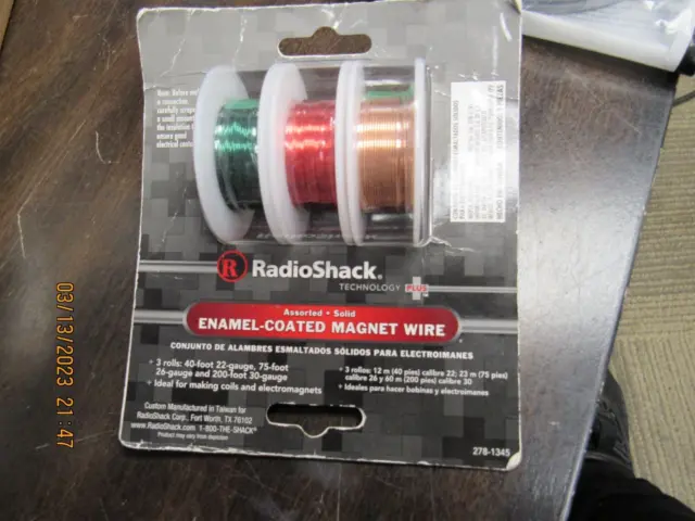 Radio Shack 278-1345 Enamel Coated Magnet Wire - 3 Spools: 22, 26, 30 AWG