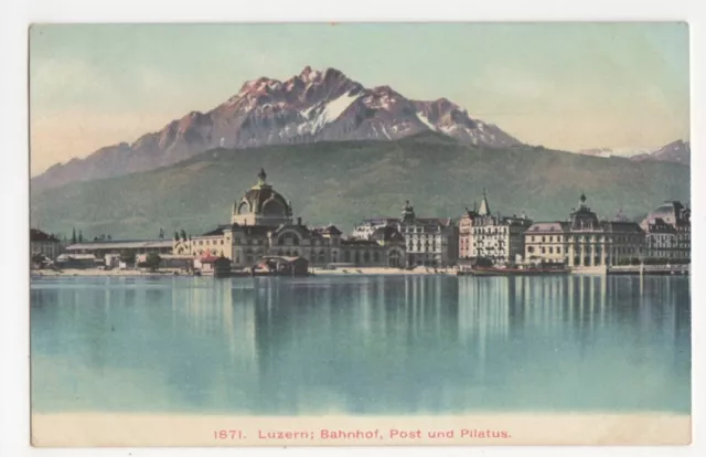 Switzerland, Luzern, Bahnhof, Post und Pilatus Postcard, B211