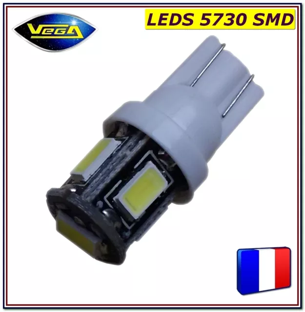 1 Ampoule T10 W5W 5 leds 5730 SMD blanc effet xénon 12V DC