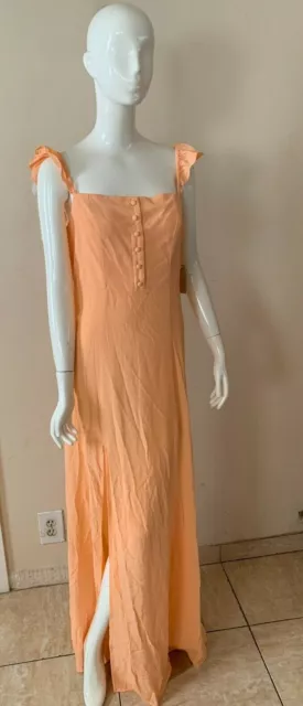 Flynn Skye Bardot Maxi Dress Women's Gatherings Slit Rayon Dress Size XL NWT