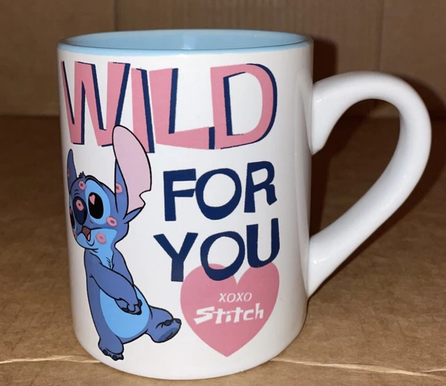 DISNEY STITCH “WILD FOR YOU” Hearts Coffee 14OZ MUG NEW! £16.72