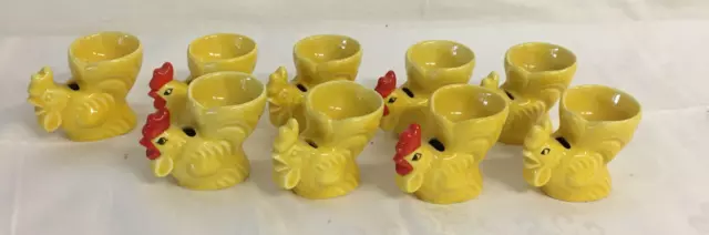 9x GOEBEL Eierbecher E67 Hahn / Gockel Huhn Gelb Rot Ostern gebraucht/74.1