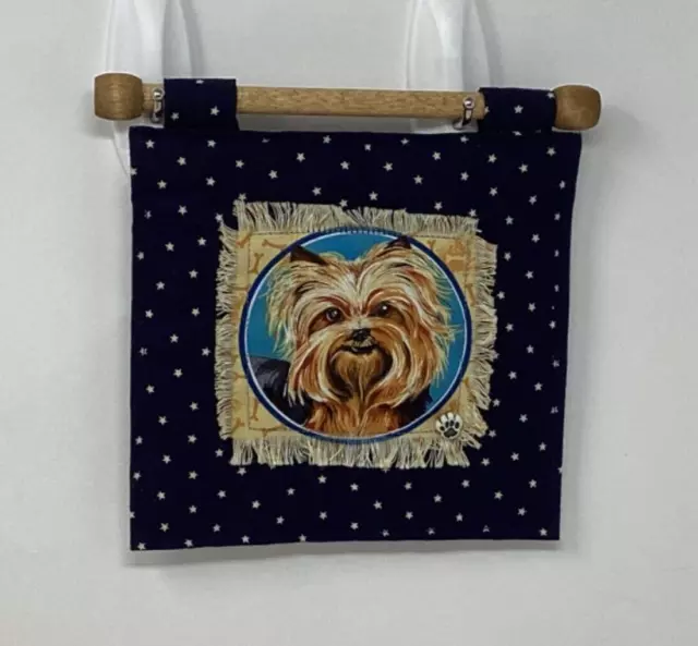 Yorkshire Terrier Hand Stitched Decorative Wall Hanging.