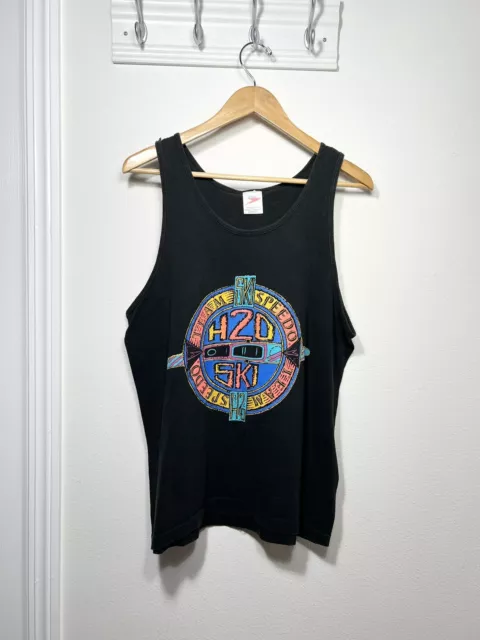 Vintage Speedo H2O Ski Team Speedo Black Single Stitch Tank Top Men’s L