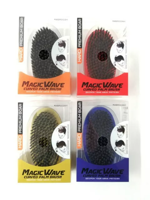 Magic Wave Curved Palm Brush Hard Premium Boar Bristles WBR003H