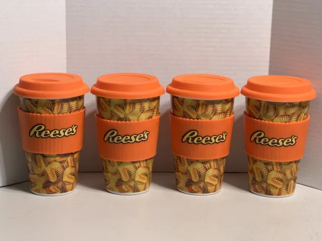 New Reeses Peanut Butter Cup Coffee Mug Grip Ceramic 16oz Tumbler (Lot Of 4) (Y)