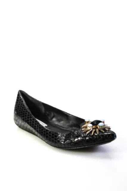 Ivy Kirzhner Womens Leather Embellished Pointed Toe Ballet Flats Black Size 8 LL