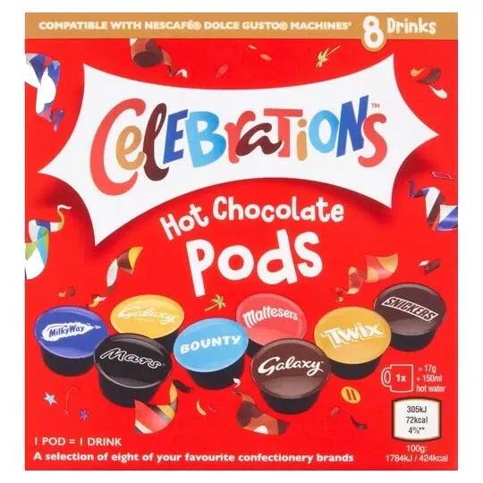 Celebrations Hot Chocolate Pods - Dolce Gusto Compatible (FREE DELIVERY).