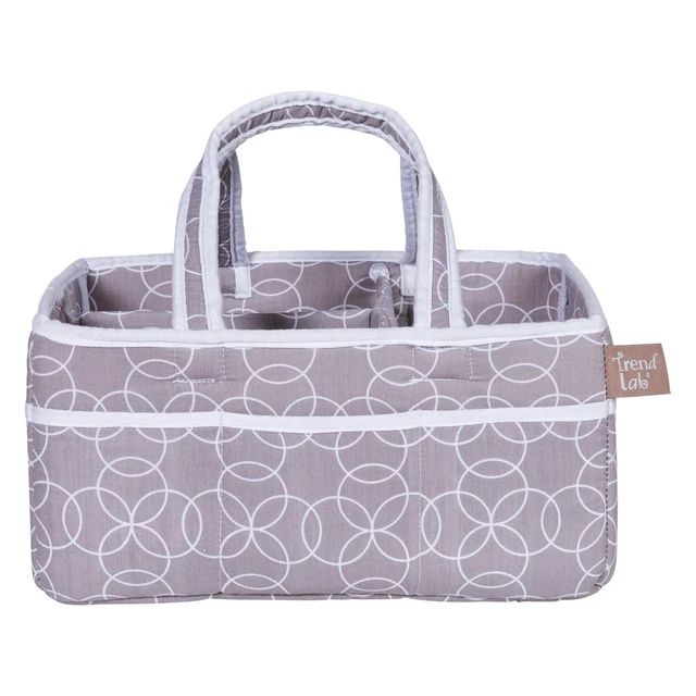 Circles Gray Diaper Storage Caddy – 100% Cotton, Portable Organizer by Trend Lab