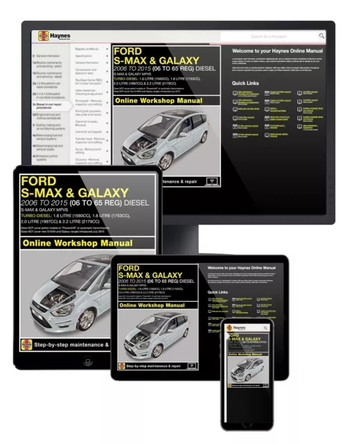 Ford S-MAX & Galaxy Diesel (2006-2015) Haynes Online Car Manual