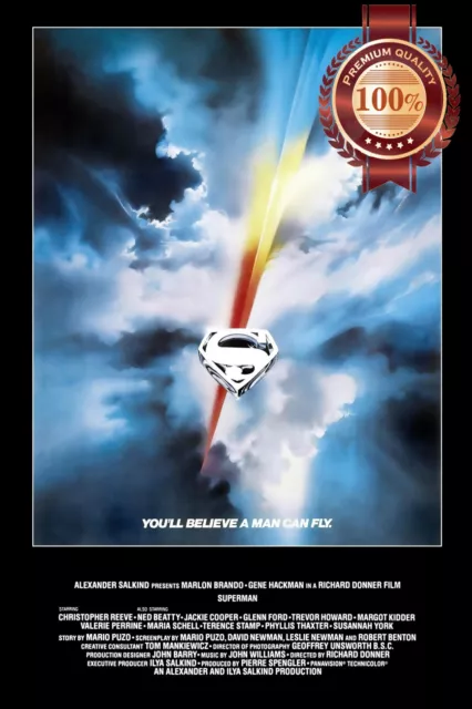 SUPERMAN THE MOVIE 1978 70s ORIGINAL OFFICIAL CINEMA FILM PRINT PREMIUM POSTER