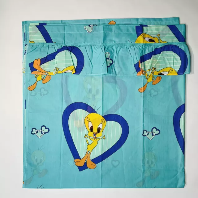 Rare Vtg Set of Tweety Bird Fabric Curtain Panels Looney Toons Cartoons 59x62.25
