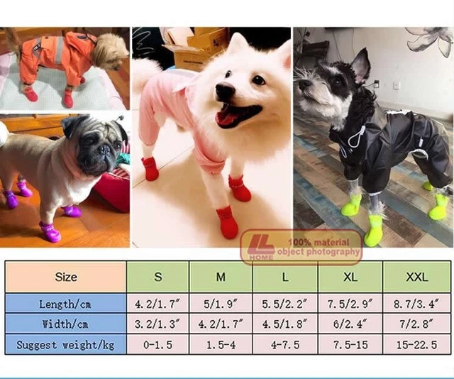 Zapatos para mascotas 4 piezas/juego de botas antideslizantes suaves impermeables para perros mascotas zapatos de protección contra la lluvia