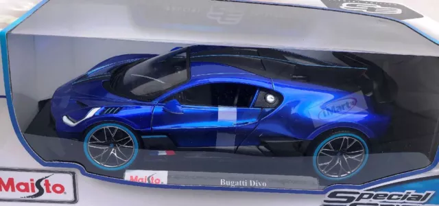 MAISTO 1:18 Diecast Model Car Special Edition Bugatti Divo 🟦 Metallic Blue  🟦