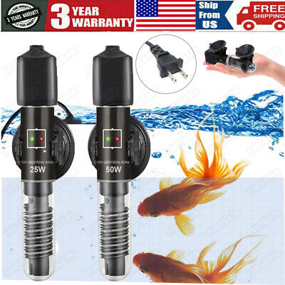 PRO 25/50W Aquarium Heater Submersible Fish Tank Heater Adjustable For Fish USA