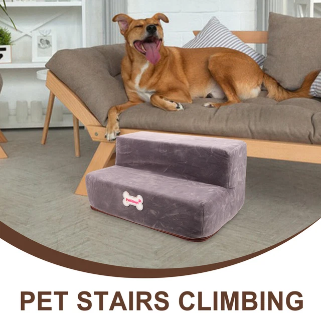 Scala Pieghevole Per Cani Piccoli - 3 Gradini Con Vano Portaoggetti, Grigio, Portata 30kg - Foto 5