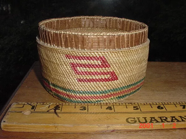 Wonderful Old Makah Indian Basket With Geometric Design