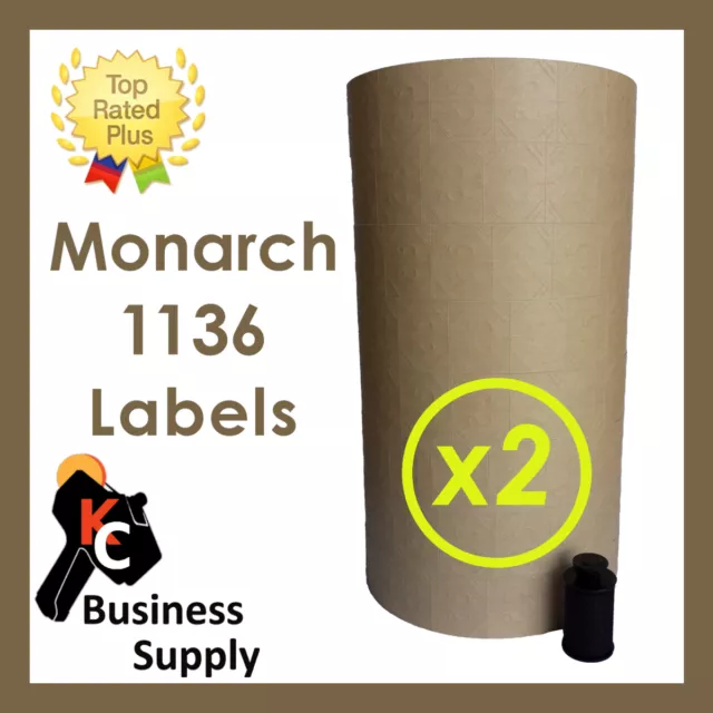 Labels for Monarch 1136 two line price gun- TAN - 2 sleeves,ink roller included
