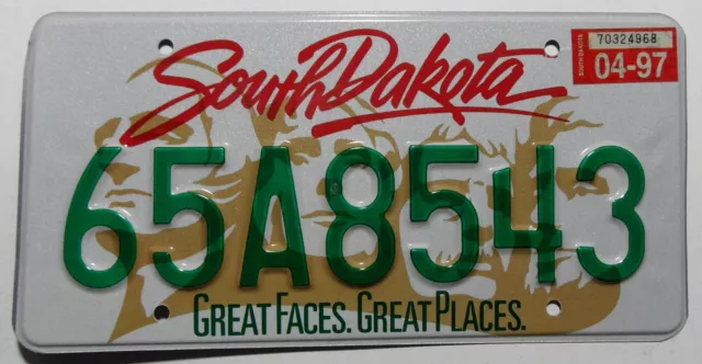 USA Nummernschild South Dakota "GREAT FACES.GREAT PLACES." mit Grafik. S-8830***