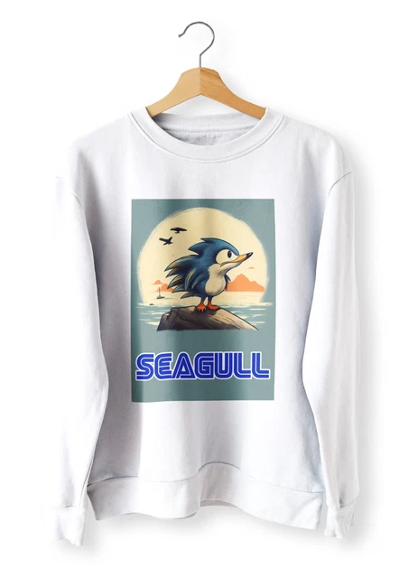 Seagull Funny Gamer Sweatshirt T-Shirt Gaming Parody Hedgehog Retro Gift Arcade