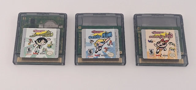 LOT 3 X 1998 Powerpuff Girls Game Boy Color Bad Mojo Battle Him Paint Townsville LOT 3 X 1998 Powerpuff Girls Game Boy Color Bad Mojo Battle Him Paint Townsville
