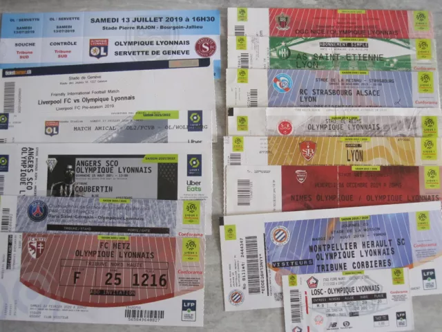 Ticket Collection Olympique Lyonnais OL Lyon Championnat et amicaux