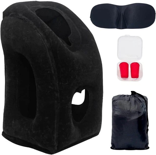 Inflatable Air Travel Pillow Support Kit Airplane Office Rest Neck Head Comfort