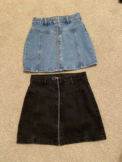 Girls Denim Blue & Black Skirt Bundle age 10 years Excellent condition L👀K