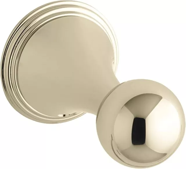 KOHLER K-364-AF Finial  Robe Hanger / Towel Hook, Vibrant French Gold, New