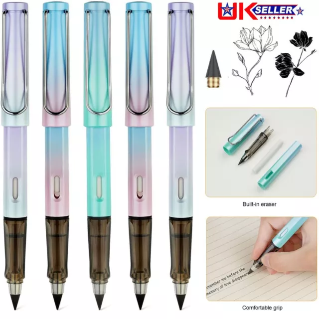 5pcs Everlasting Pencil Inkless Eternal Pen Student Unlimited Writing Reusable